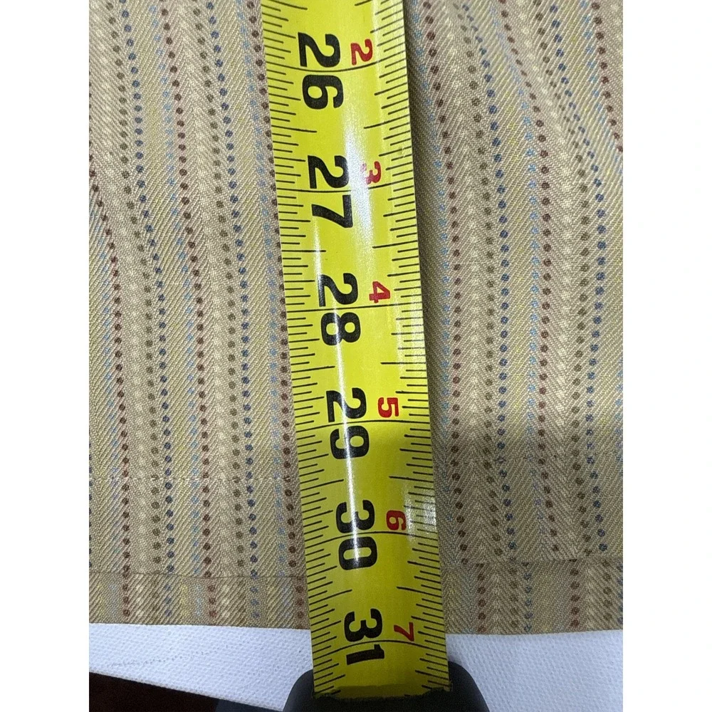 Sette Ponti Silk Shirt Mens XXL Tan Excellent Short Sleeve Striped Button Up